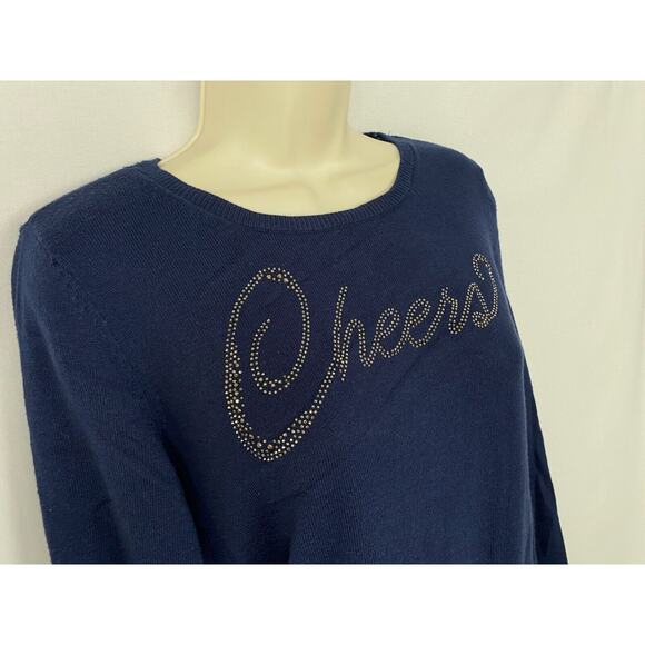 WHBM Cashmere Blend Sweater Womens Small Cheers Bling Holiday Christmas Party - Picture 3 of 16